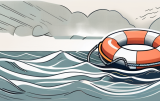 A life buoy floating on a stormy sea
