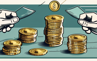 A life insurance policy being exchanged for a pile of coins