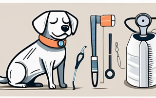 A dog wearing a bandage and a cone collar