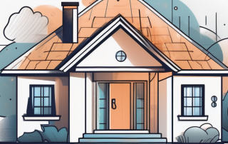 A single-family house surrounded by various protective symbols like a shield
