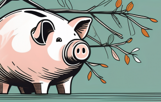 A piggy bank on a growing tree branch