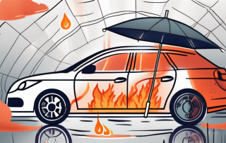 A car shielded under a semi-transparent umbrella