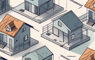 A house under construction with various insurance policy documents floating around it