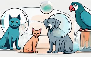 A variety of pets such as a dog