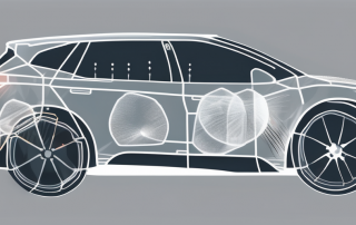 A car with visible safety features like airbags and anti-lock brakes