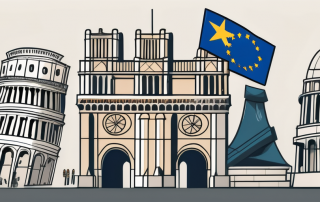 A variety of symbolic representations of different european landmarks