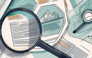 A magnifying glass focusing on a collection of different insurance policy documents