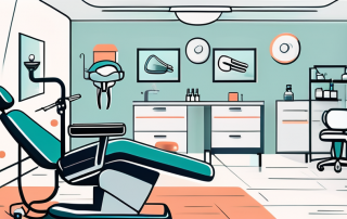 A private dental clinic with a prominent image of a dental chair and various dental tools