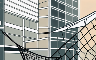 A safety net under office building tools and equipment
