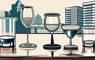 A variety of glasses on a table