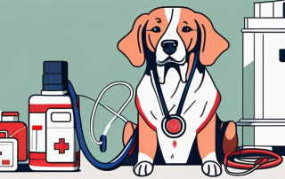 A dog wearing a stethoscope around its neck