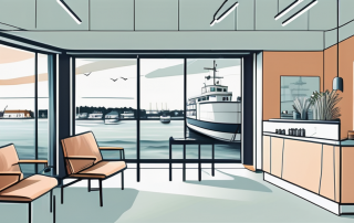 A modern veterinary clinic located near a harbor in nürnberg
