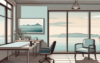 A medical office with a view of the konstanz lake