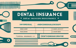 A dental insurance card surrounded by various dental tools like toothbrush