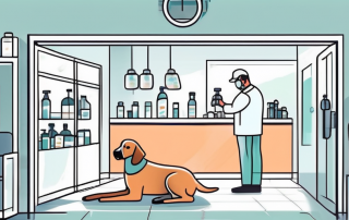 A dog at a veterinary clinic