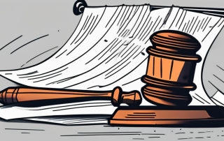 A broken gavel and a closed insurance policy document