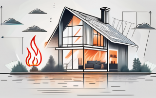 A multi-family house with a visible protective shield symbolizing building insurance