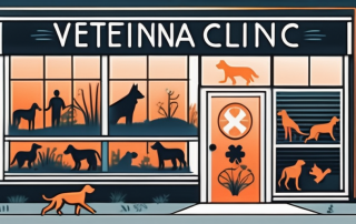 A veterinary clinic with a glowing "open" sign