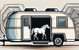 A horse trailer being securely fastened