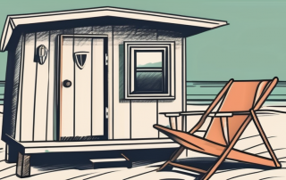 A safe with various retirement symbols such as a beach chair