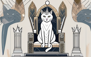 A cat sitting on a throne