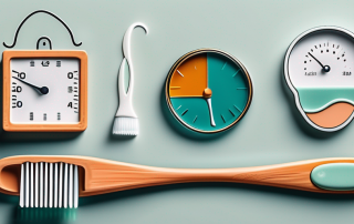 Several different dental tools like toothbrush