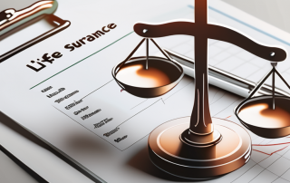 A life insurance policy document next to a medical cross symbol