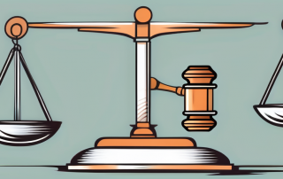 A balanced scale with a house and a gavel on each side