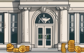 A traditional german office building with a symbolic retirement clock on its facade
