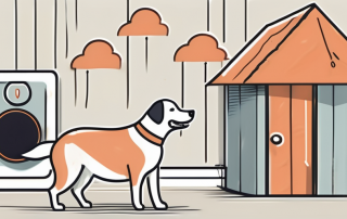 A mature dog happily playing with a toy in a safe and secure home environment