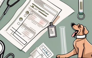 A veterinarian's table with a syringe
