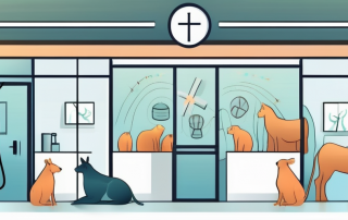 A veterinary clinic with different animals inside