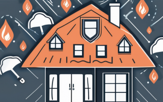 A house with different insurance symbols (like a shield