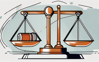 A scale balancing a gavel and a shield