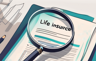A life insurance policy document with a magnifying glass over it