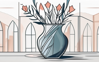 A broken vase with a protective shield around it