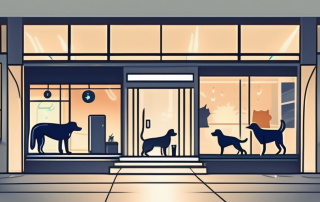 A veterinary clinic at night