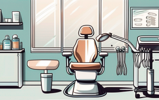 A dental chair with various dental tools nearby