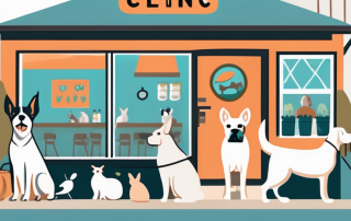 A local veterinary clinic with an open sign