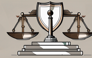 A balanced scale standing on a stack of legal documents