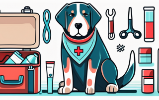 A dog wearing a stethoscope around its neck