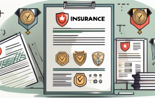 Various insurance policy documents with checkmarks and medals on them