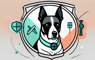 A dog with a bandage and a stethoscope