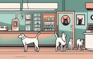 A veterinary clinic with various animals like dogs