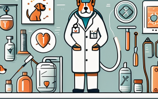 A dog wearing a stethoscope and a doctor's coat