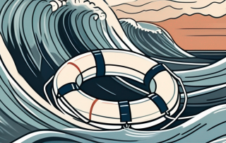 A lifebuoy floating on a stormy sea