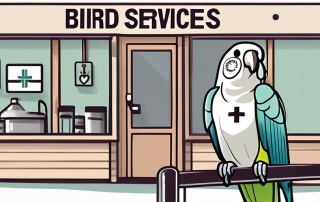 A vet clinic with a sign indicating bird services
