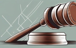 A broken gavel and a shield with a cross over it