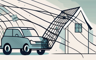 A safety net symbolically catching a house and a car