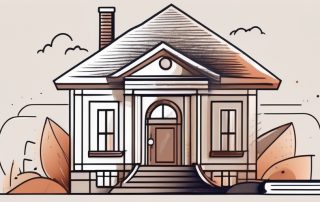 A house with a large insurance policy document embedded in its structure